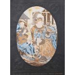 Bianchini Ferrier, embroidery three kings, in original paper passepartout, 20.century28x18cmThis