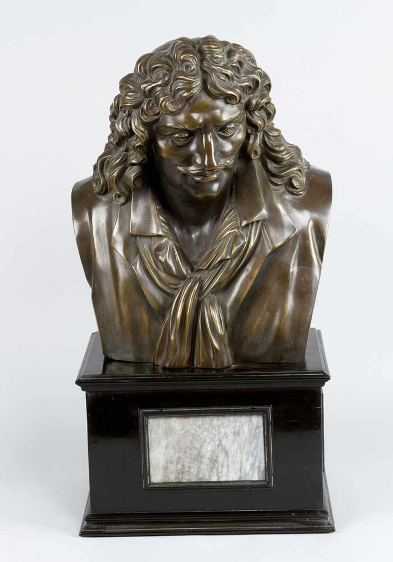 Bronze Bust,Moliere (1622-1673), wooden base with marble, 19. century50 cmThis is a timed auction on