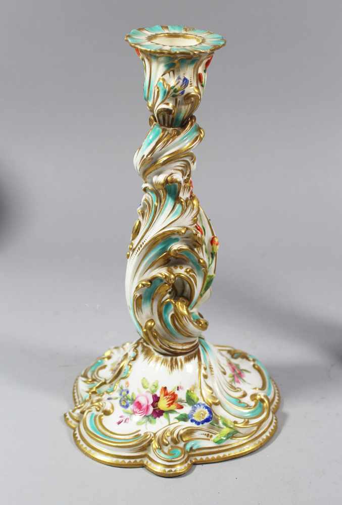 Two Porcelain candlesticks, curved shape, painted, 19. century20cmThis is a timed auction on our - Image 2 of 3