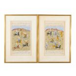 Two Persian Illustrations, Hunting scenes, watercolour on Paper25x15cmThis is a timed auction on our
