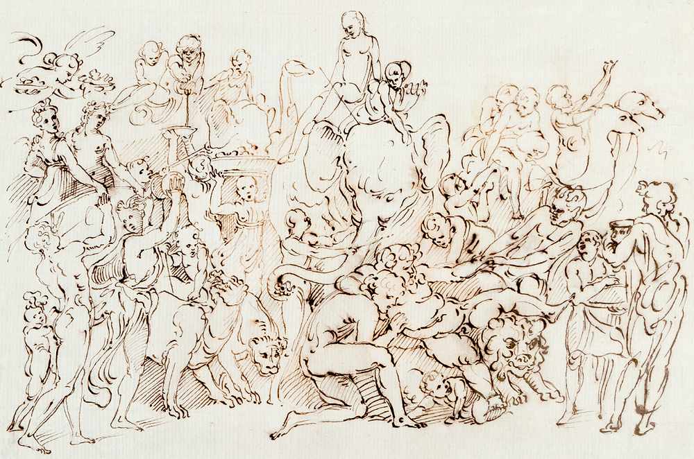 Italian Artist 18. century, Allegory, black ink on paper28x20cmThis is a timed auction on our German - Image 2 of 3