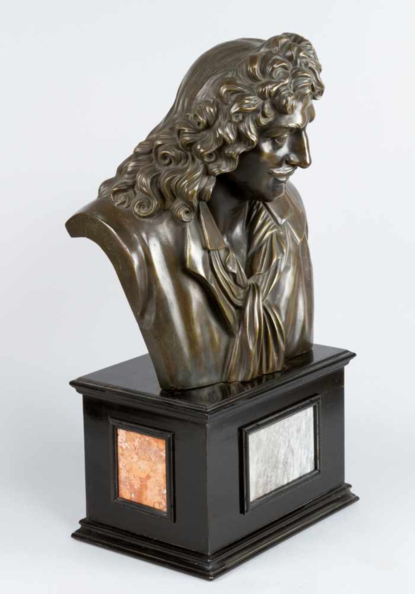 Bronze Bust,Moliere (1622-1673), wooden base with marble, 19. century50 cmThis is a timed auction on - Bild 3 aus 3