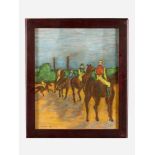 Artist 20.Century, horse riders, pastel on paper, framed,signed22x16cmThis is a timed auction on our