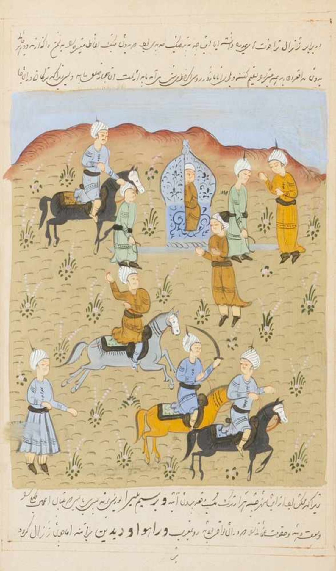 Two Persian Illustrations, Hunting scenes, watercolour on Paper25x15cmThis is a timed auction on our - Bild 2 aus 3