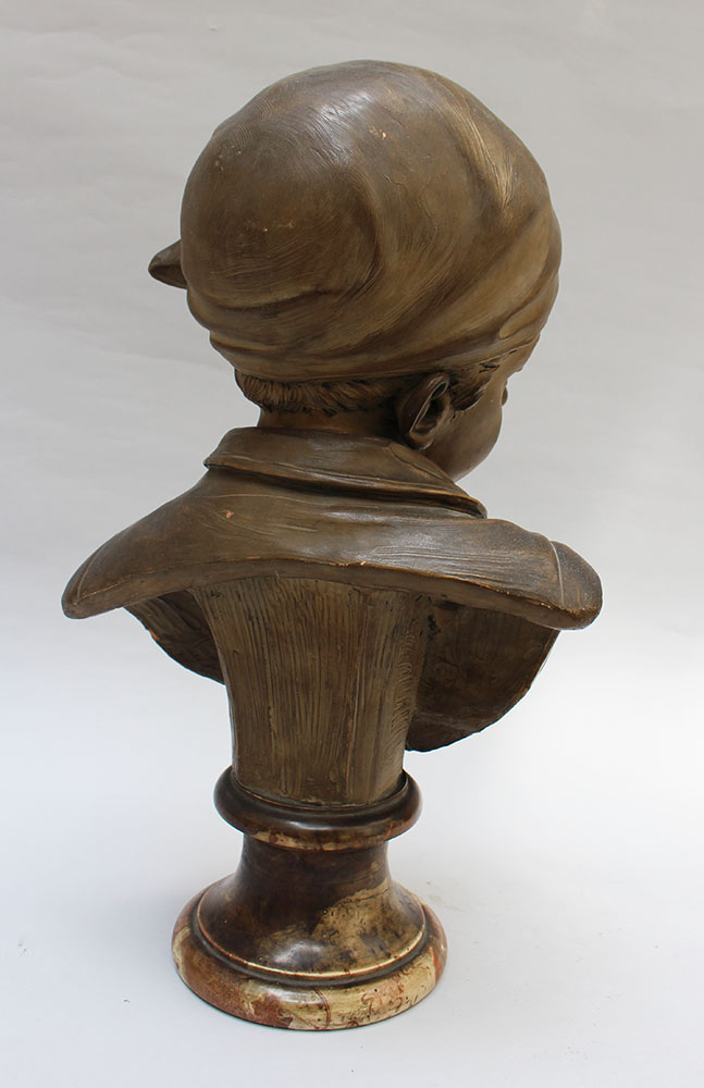 French Terracotta bust 18./19. century, marble base45cmThis is a timed auction on our German - Image 3 of 3