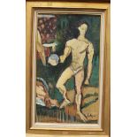 Louis La Tapie (1891-1972),athletic, oil on board,signed28x20cmThis is a timed auction on our German