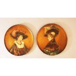 Hans Makart (1840-1884)-circle, oil on two wooden dishes .30cmThis is a timed auction on our