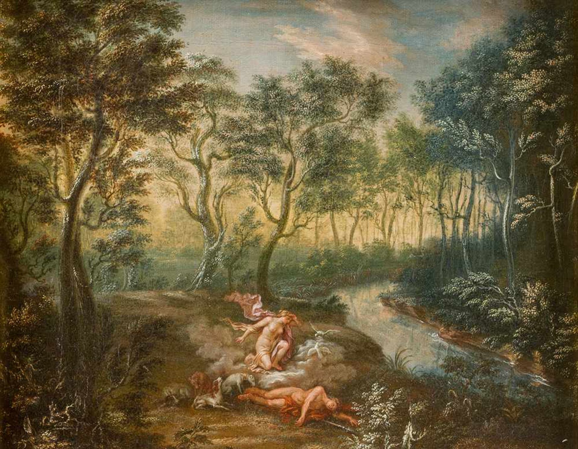 German School around 1700, Venus and Adonis, oil on canvas. 24 x 28 cm - Bild 2 aus 3