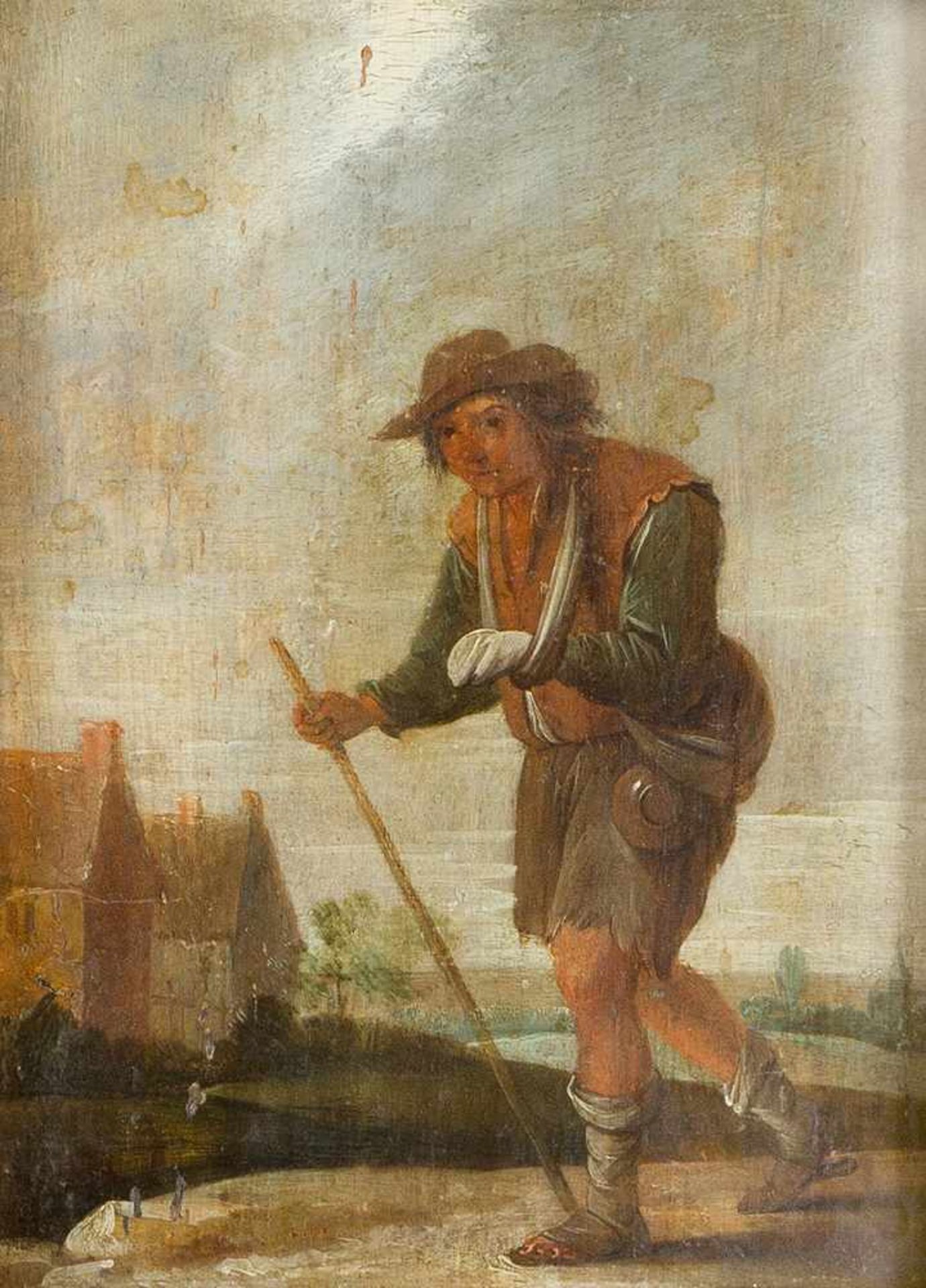 David Teniers (1610 – 1690)-attributed, two baggers in landscape, oil on oak panel, framed. 22 x - Bild 3 aus 3