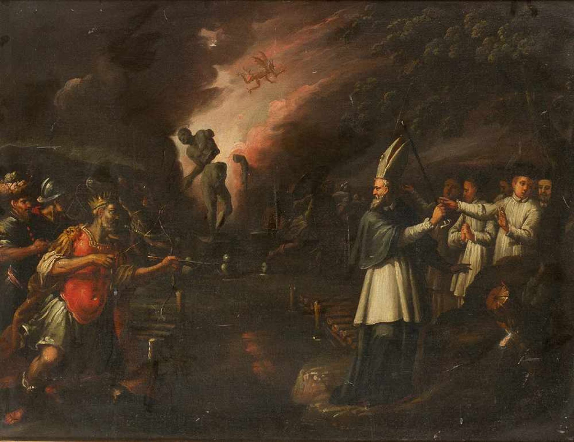 North Italian Artist around 1700, allegory of Humanity between religion , power and devil, oil on - Bild 2 aus 3