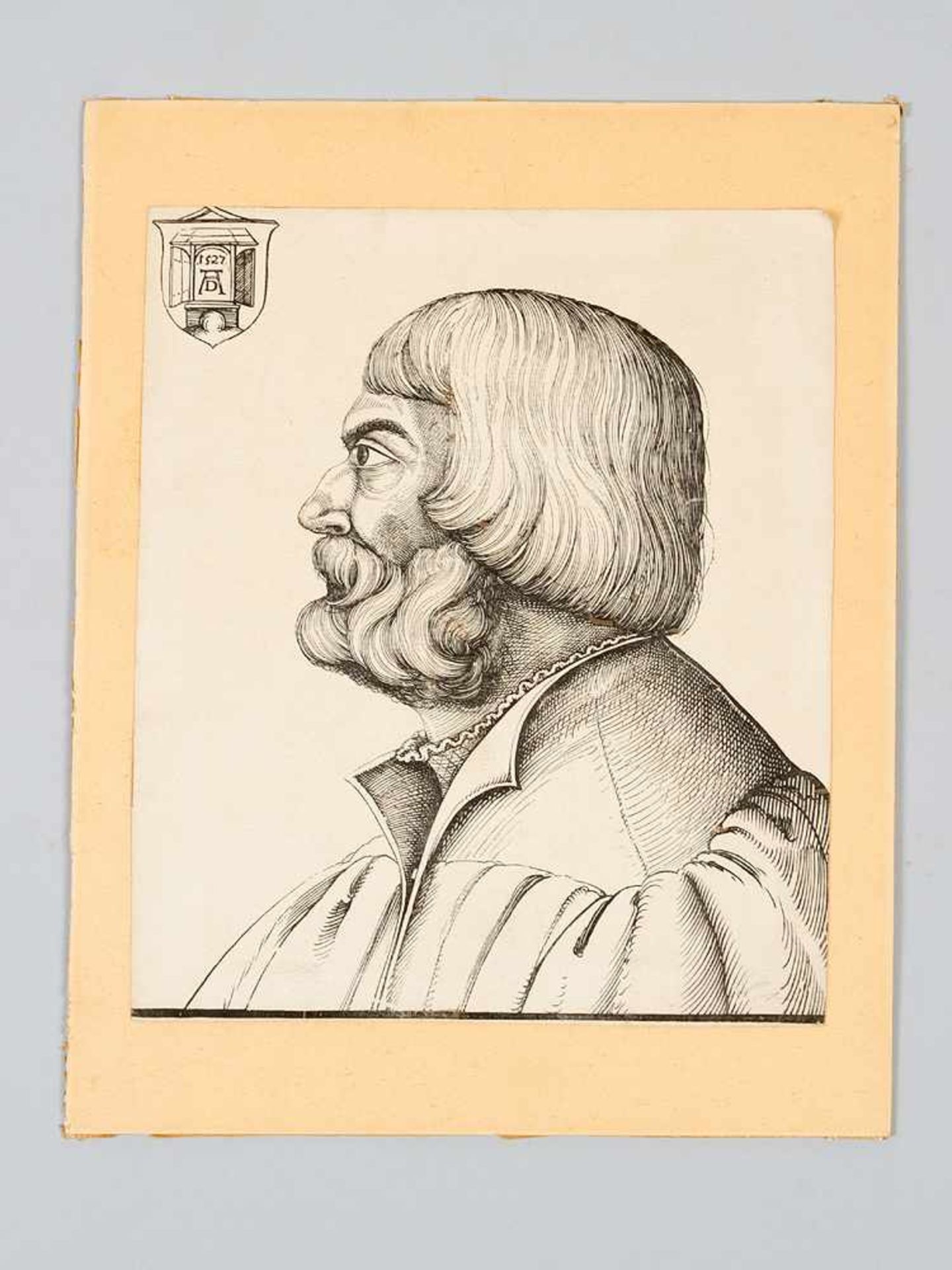 Albrecht Dürer (1471-1528)- Graphic. Woodcut on Paper. Portrait of a men. Upper left monogrammed and