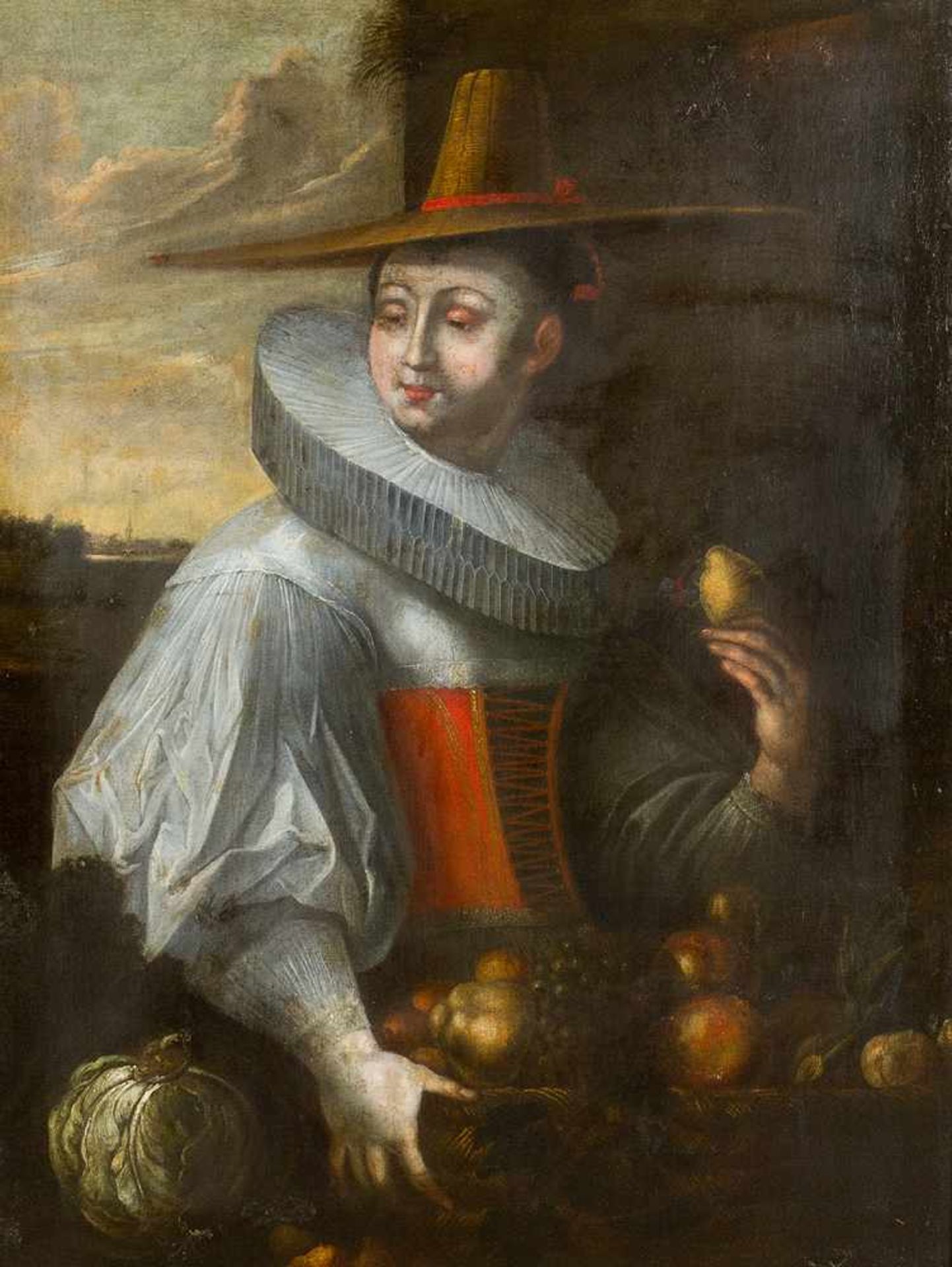 Jean Baptiste de Saive (1597-1641) – attributed, female market seller with lemon and fruits,oil on - Bild 2 aus 3