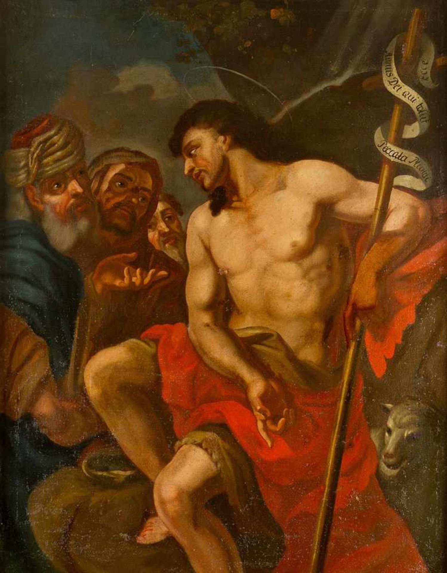 North Italian Artist 18th century. Jesus and the traders. Oil on Canvas, framed 87*67cm - Bild 2 aus 3