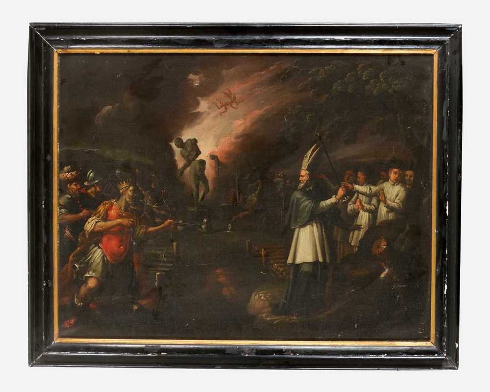 North Italian Artist around 1700, allegory of Humanity between religion , power and devil, oil on