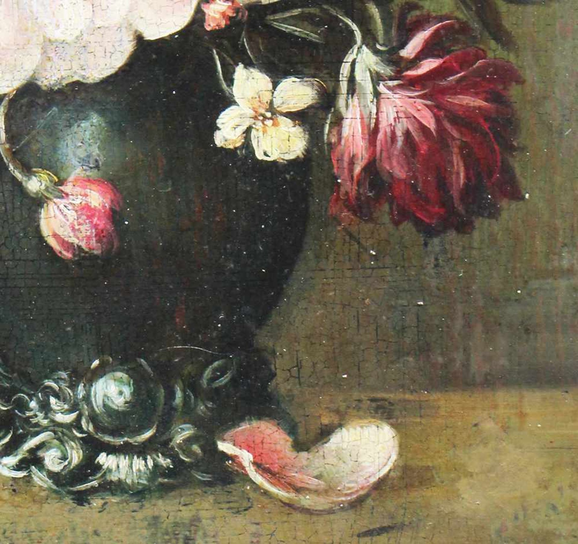 Ambrosuis Boschaert (1573-1621)- follower. Still life with flowers in a vase. Oil on Copper. 23. - Bild 3 aus 3