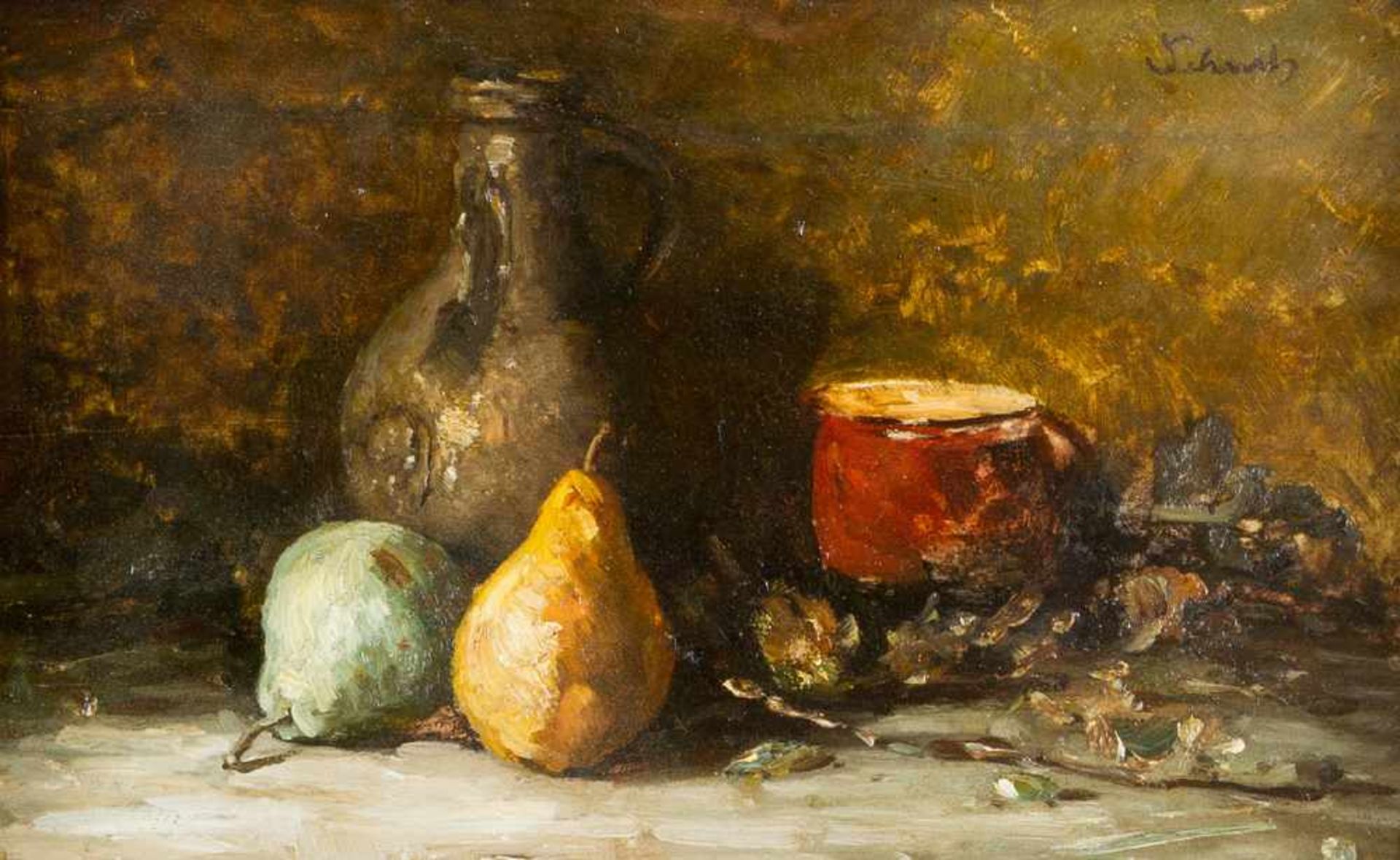 Austrian Artist 19th Century, Still-life with fruits, oil on board, signed upper right, framed.22 - Bild 2 aus 3