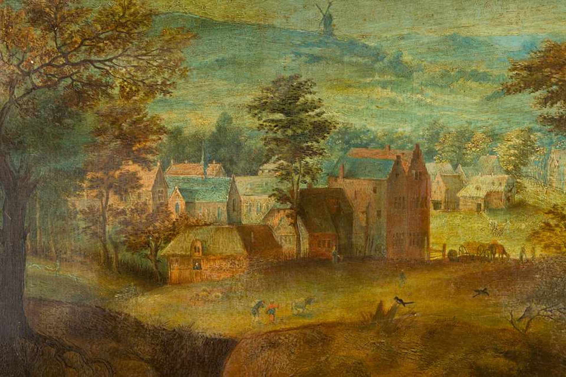 Pieter Brueghel the younger (1564 -1638)- school, Landscape with farmers and village, oil on - Bild 3 aus 3