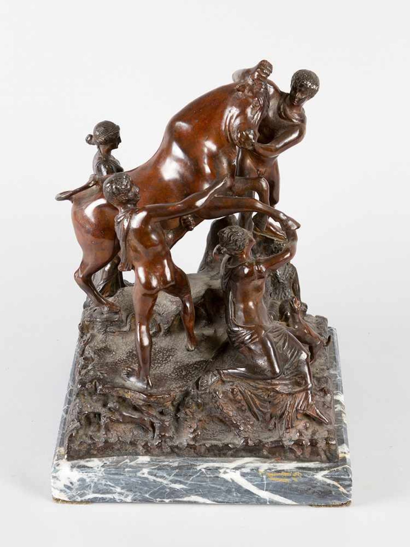 Italian Sculptor, The Farnese Bull. Bronze-cast with light brown patina on rectangular white - Bild 2 aus 3