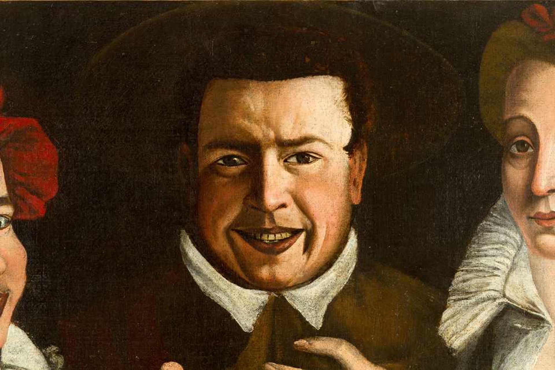 Leonello Spada (1576-1622)-attributed, Portrait of a couple and a young smiling boy in front of dark - Bild 2 aus 3