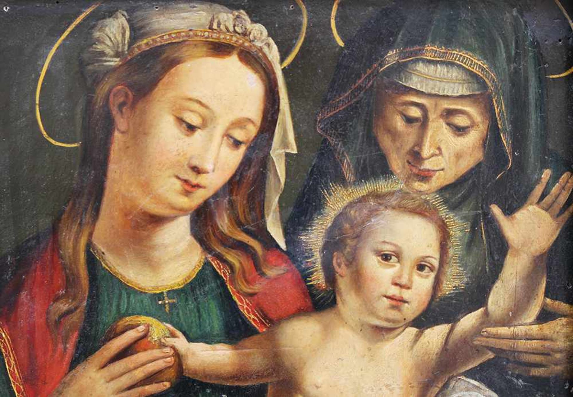 Alonso Berruguete(1480-1561)-attributed),Maria with Anna and Jesus. Oil on wooden panel, framed. - Bild 3 aus 3