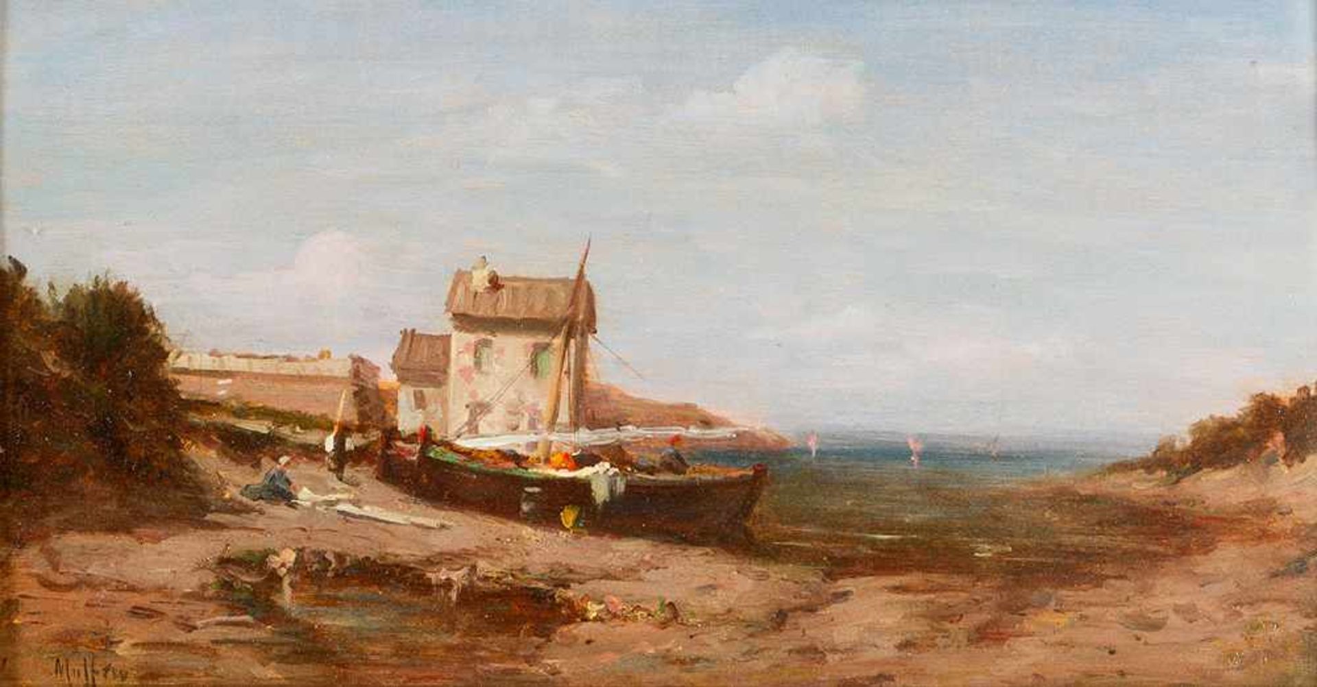 Charles Malfroy (1862-1918), fisher-house by the sea, oil on panel, signed bottom left, framed.27 - Bild 2 aus 3