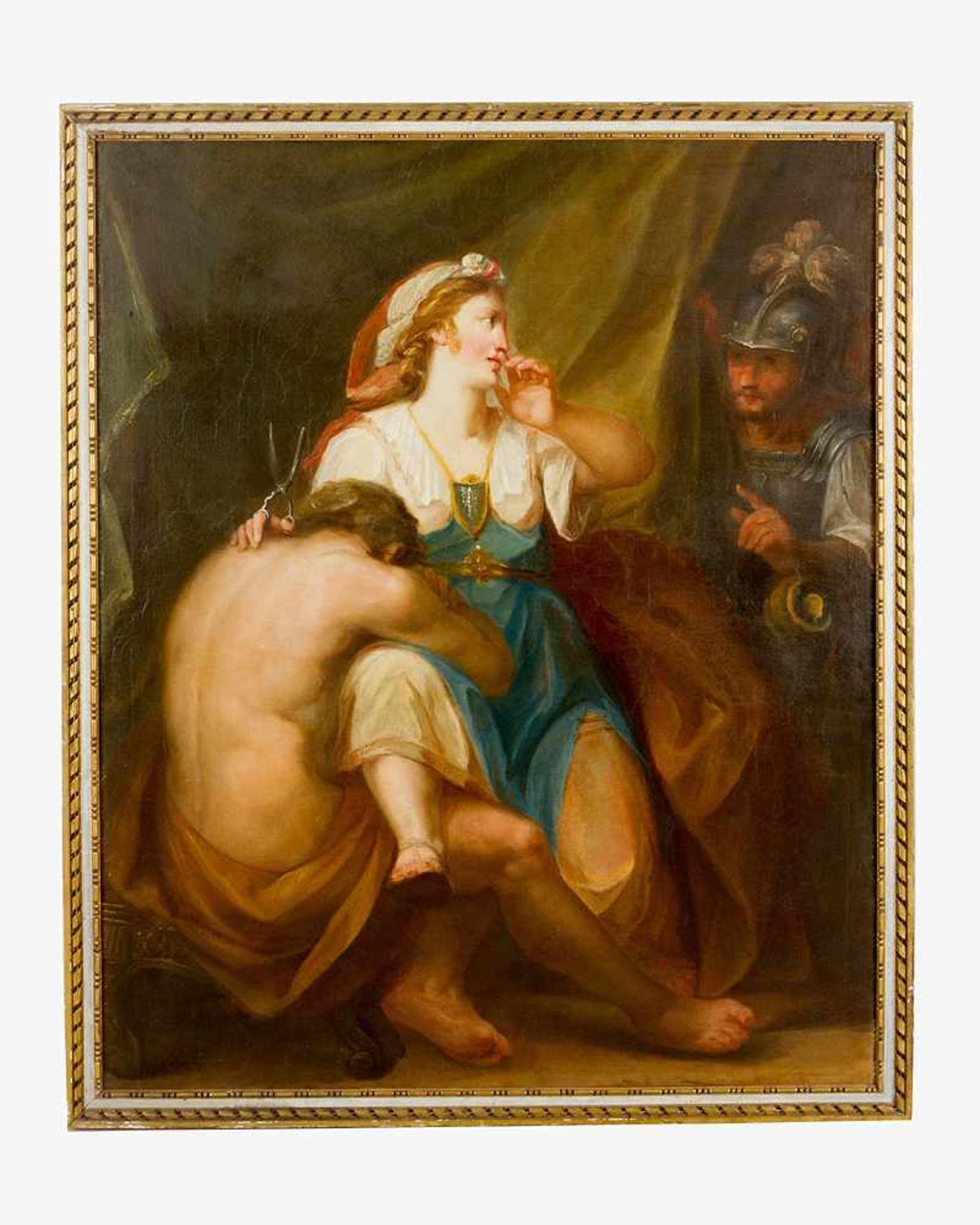 School of Turin, Samson and Delila, oil on canvas, framed, mid of 18th Century. 118 x 96 cm