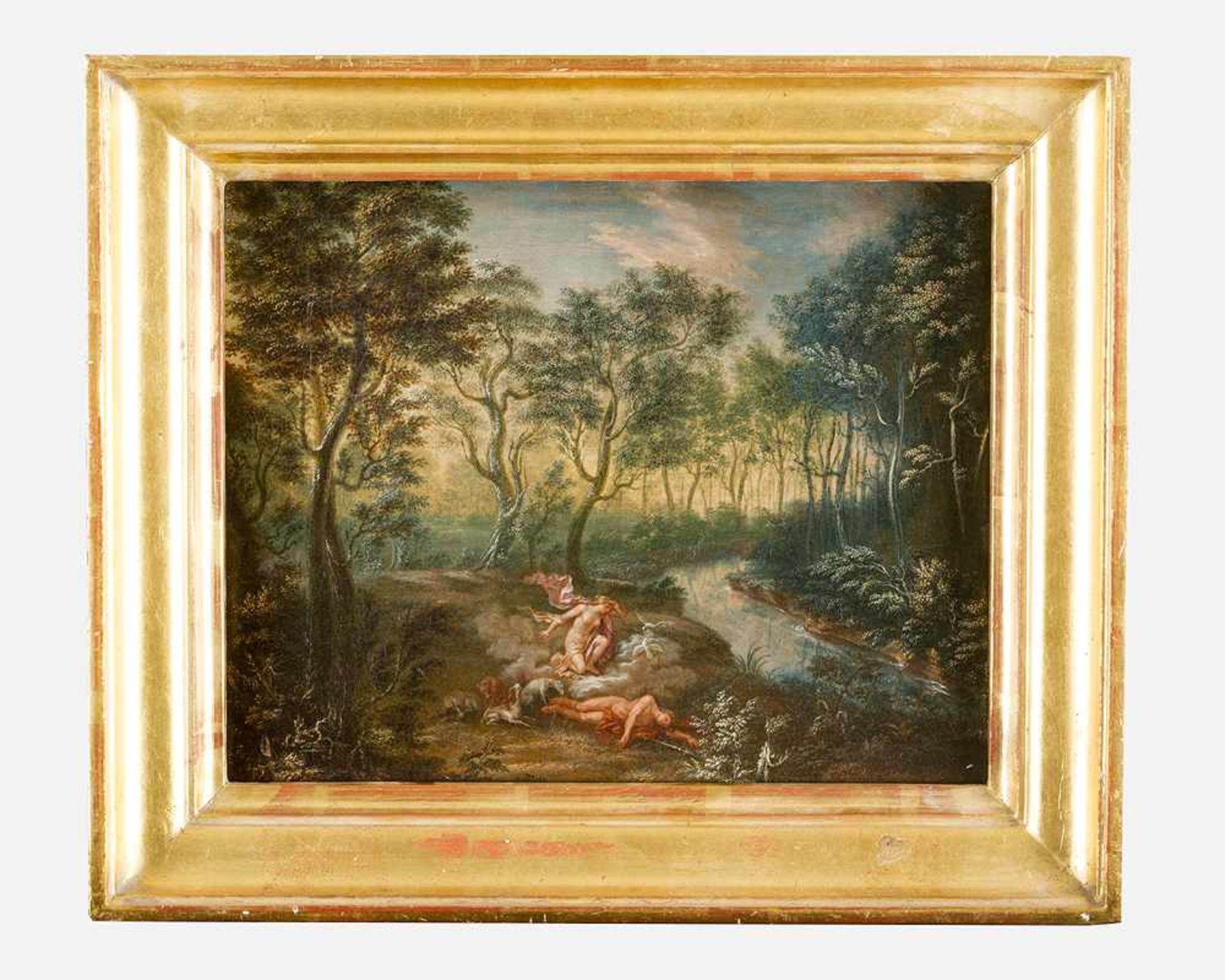 German School around 1700, Venus and Adonis, oil on canvas. 24 x 28 cm