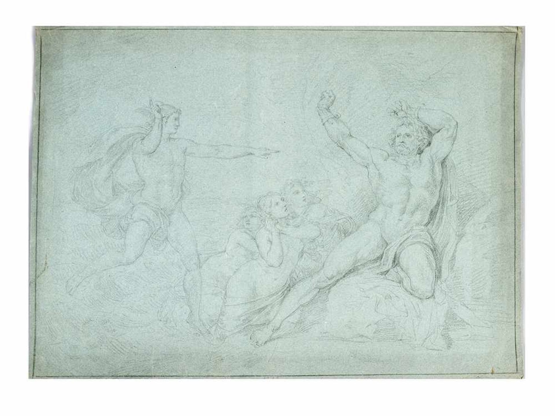 Heinrich Friedrich Füger (1751- 1818)- attributed, allegorical scene, black chalk on blue paper,