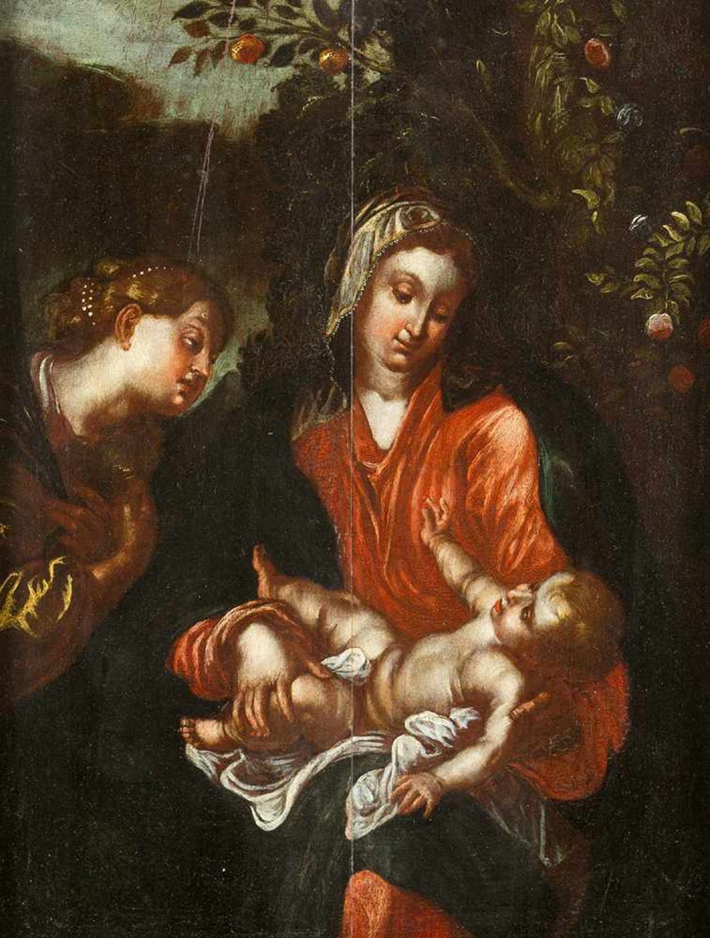 Flemish school 17th Century, Maria with child and Saint Catherine; oil on wooden panel, framed. - Bild 2 aus 3