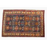 Oriental Carpet with geometrical ornaments, in multicolour, on two sides with fringes; 19/20th