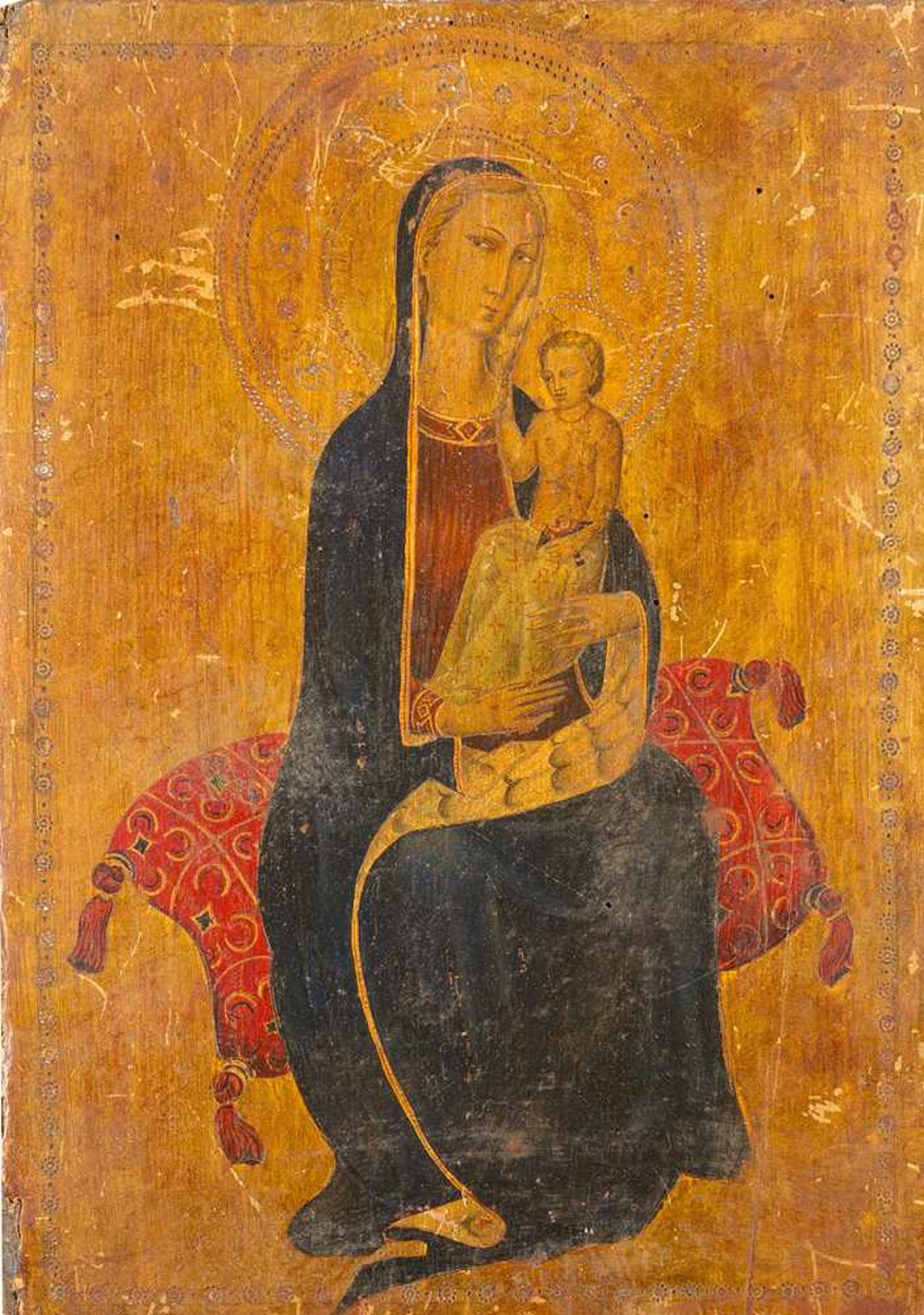 Pietro di domenica de Montepulciano (1418-1432)-follower, Gold ground panel with Maria and child, - Bild 2 aus 3