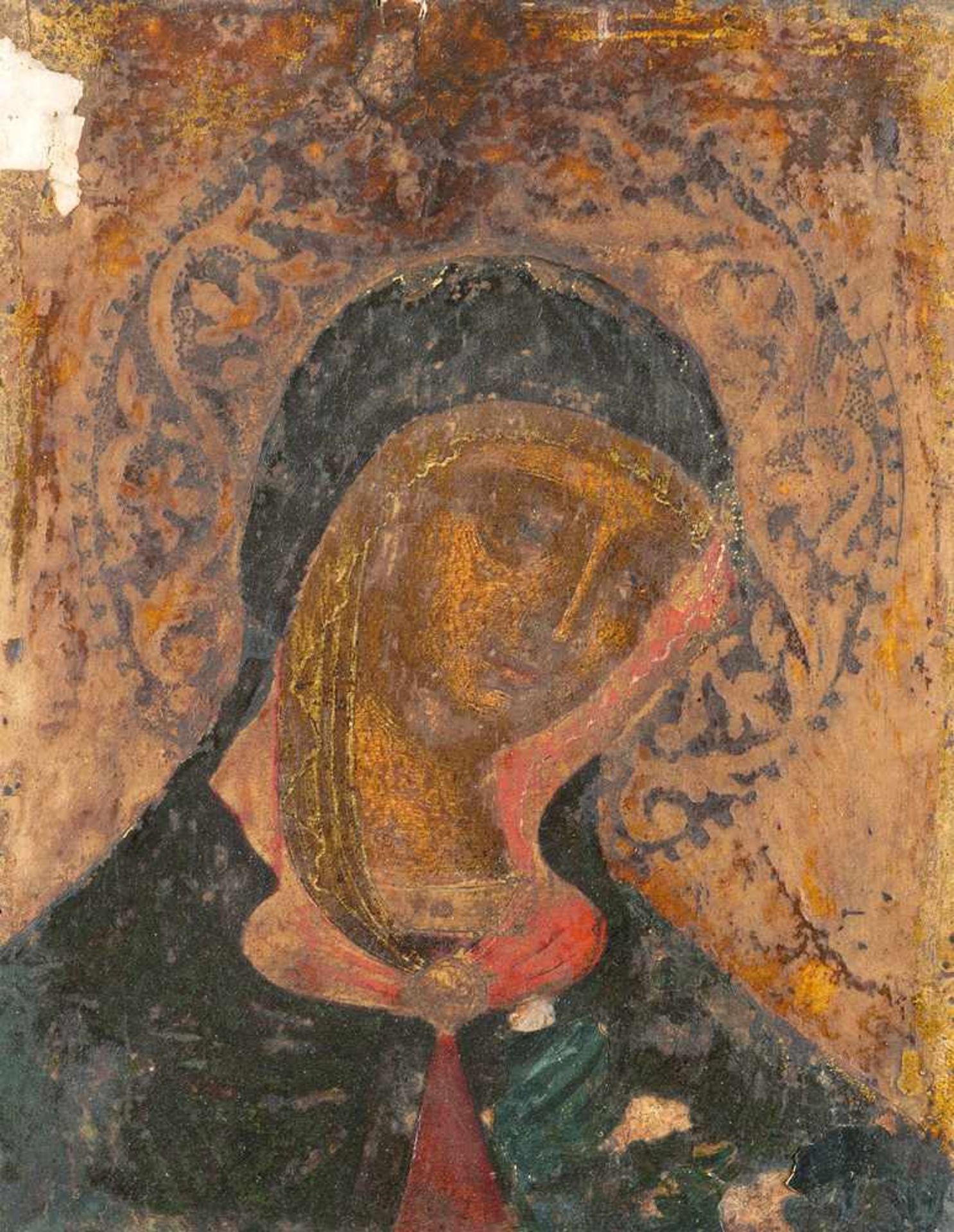 School of Sienna 14/15th Century, Madonna with Halo, tempera on remains of gold-ground on wooden - Bild 2 aus 3