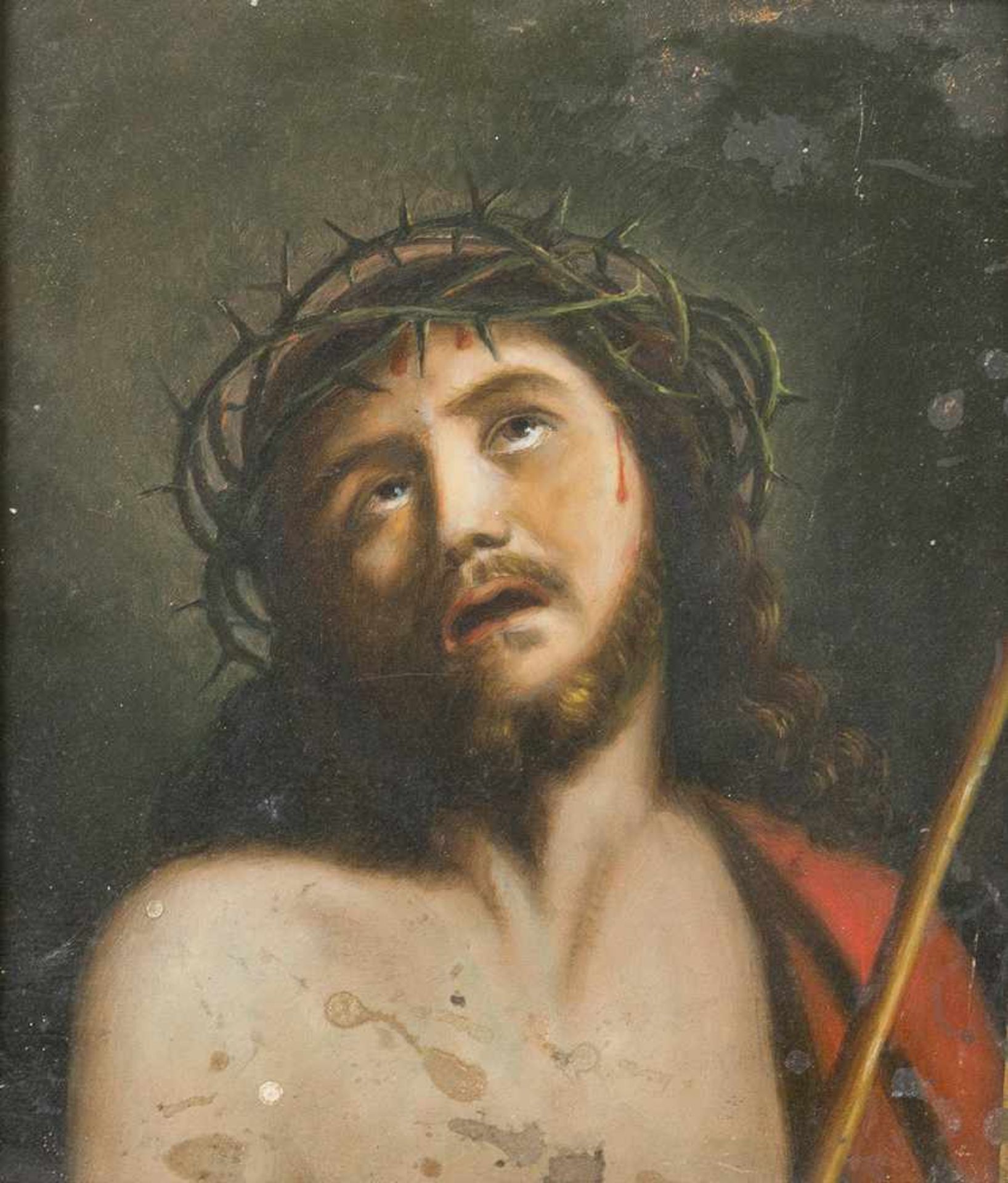 North Italian artist around 1800, Jesus with the Crown of Sorrows; oil on paper, laid down on panel, - Bild 2 aus 3