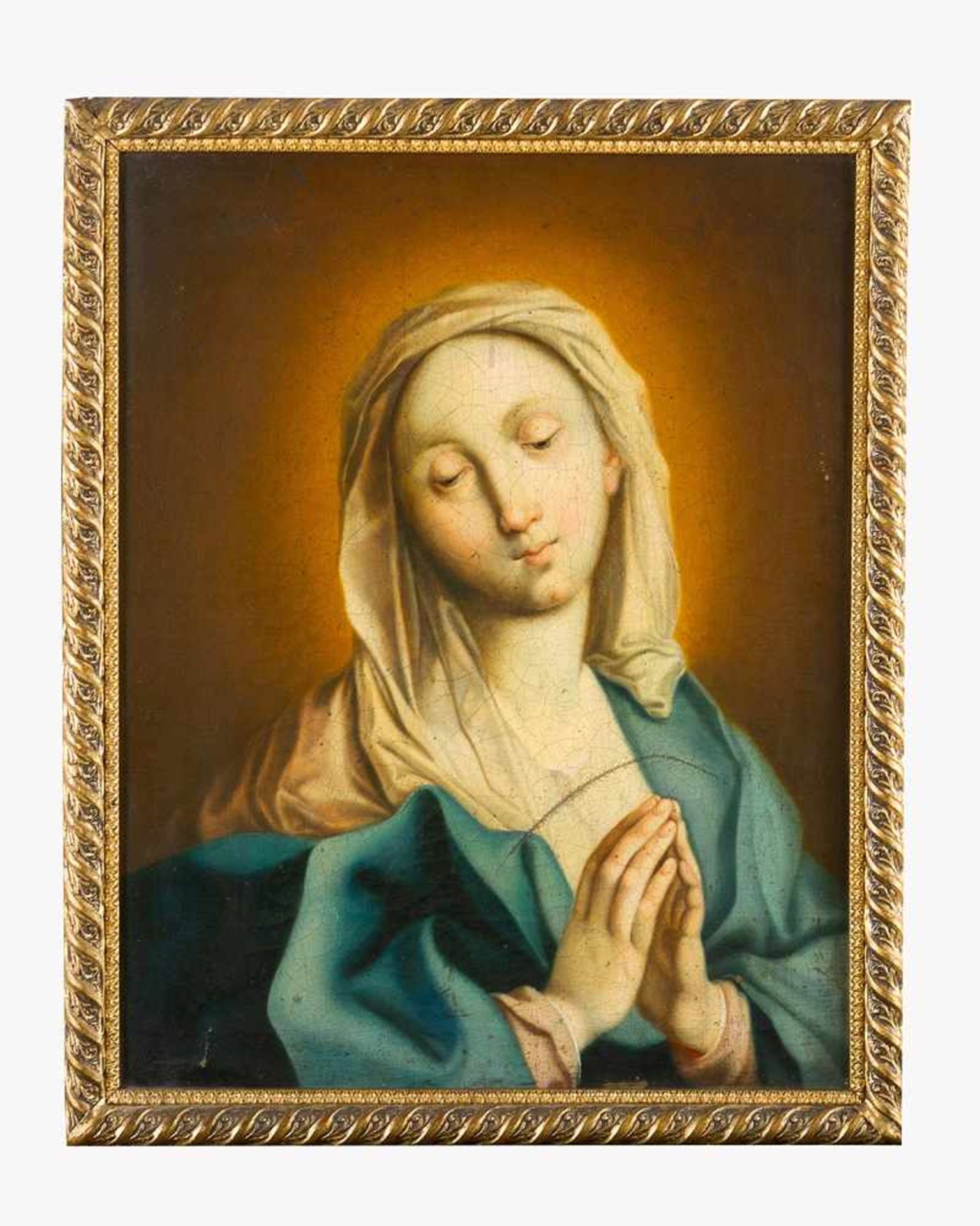 North Italian artist 18th Century, Praying Madonna, oil on canvas, framed. 46x36cm- - -24.00 %