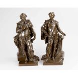 Jan Michiel Rijsbrack (1694-1770)-follower, Pair of large bronze sculptures representing the artists