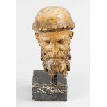 Portrait Head, plaster bust of a bearded man, possibly sculpture model, with lacquered surface and