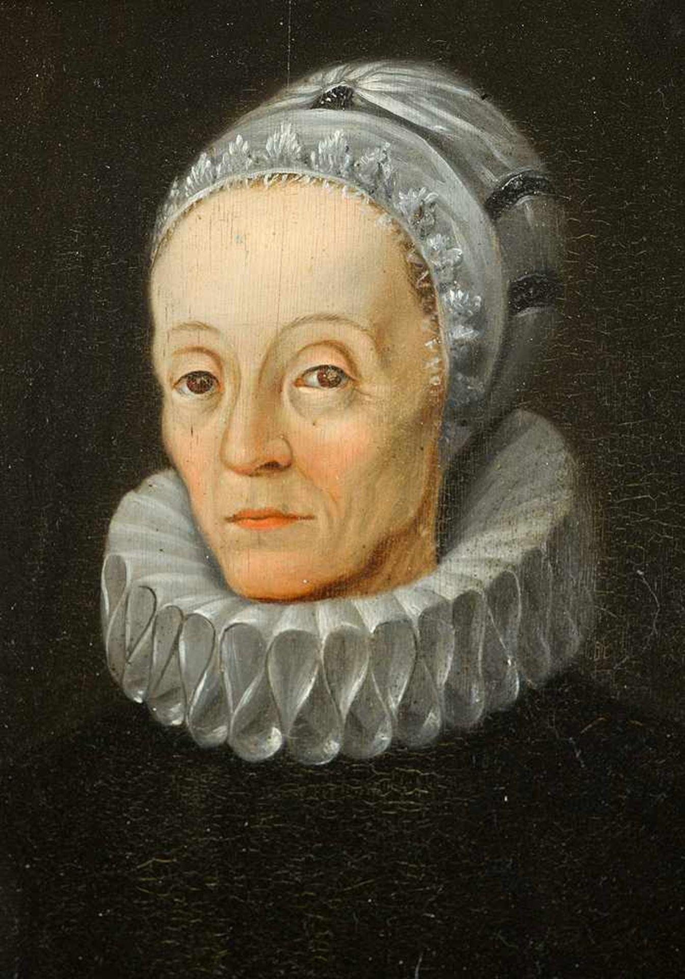 English School 17th Century, Portrait of a lady; oil on wooden panel; monogrammed on the reverse and - Bild 3 aus 3