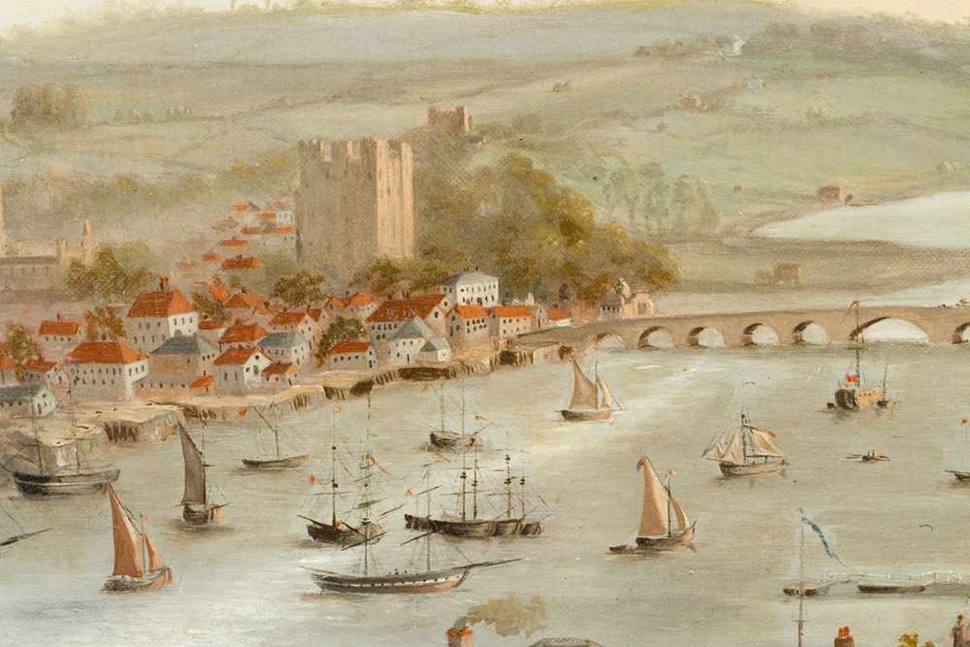 Samuel Scott (1702 – 1772)-attributed, View of the Themse with ships, a bridge and houses; oil on - Bild 3 aus 3