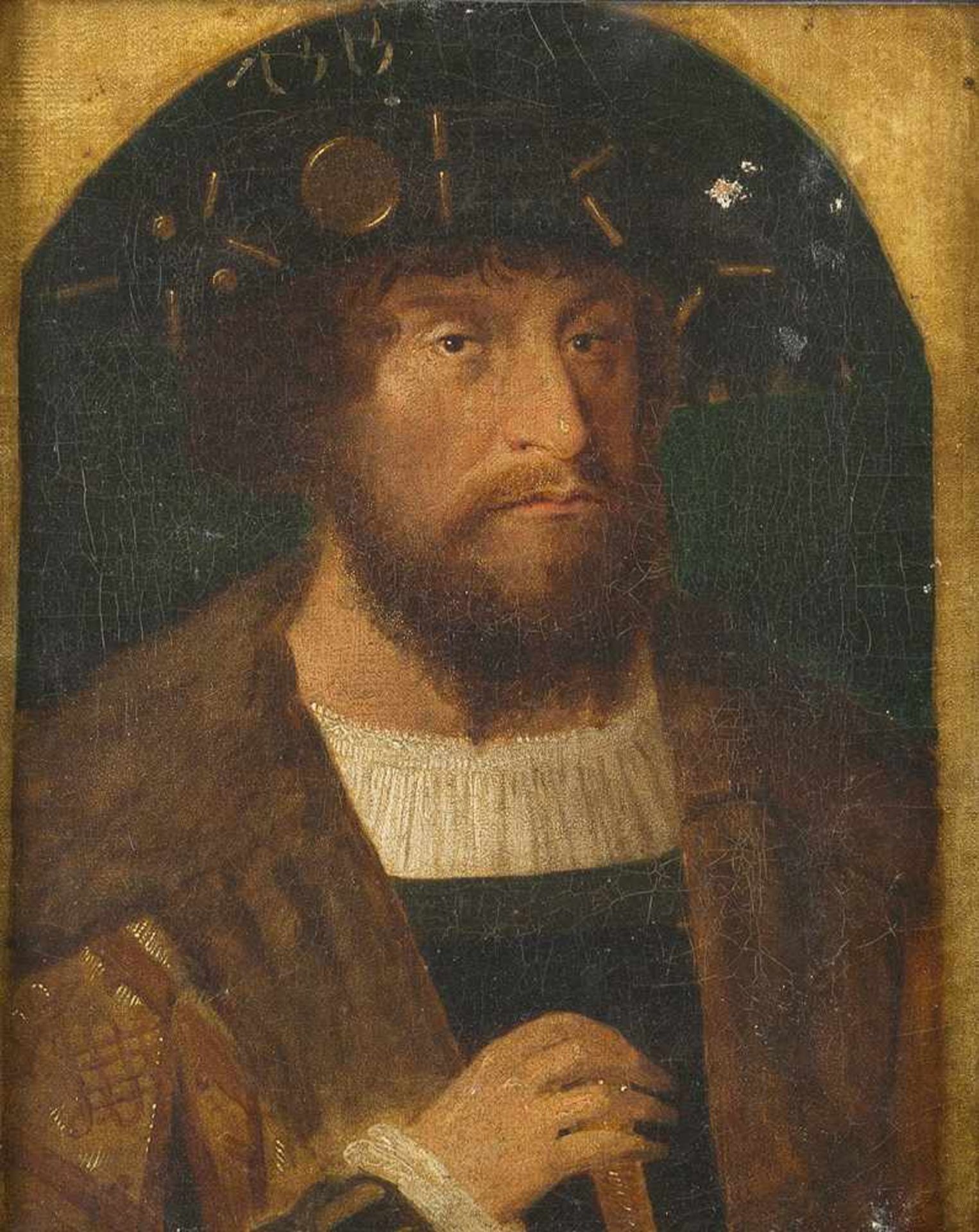 Hans Holbein the Younger ( 1497 – 1543)-school, Portrait of a bearded gentleman; oil on canvas, - Bild 2 aus 3