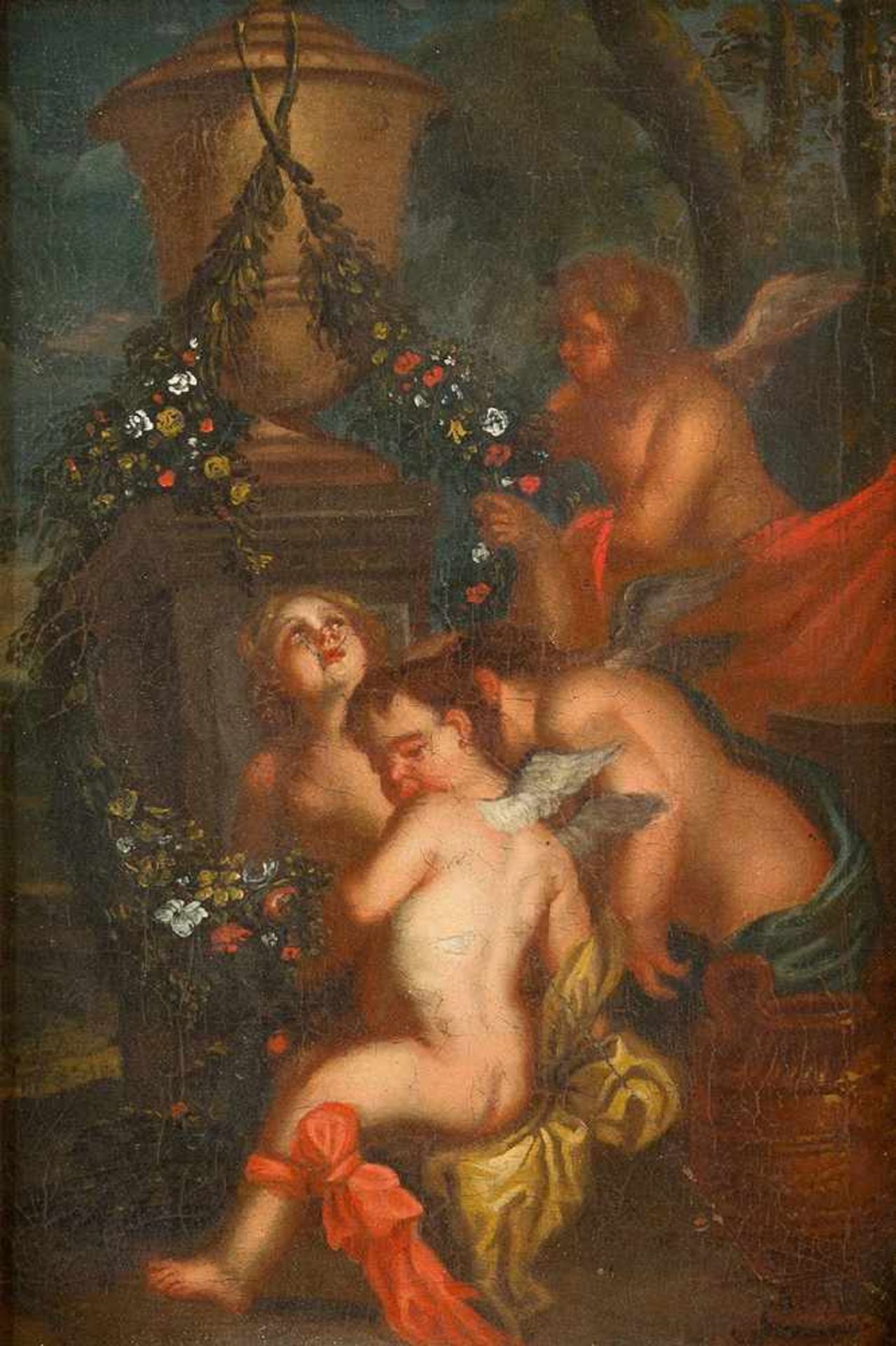 Jacob de Witt (1695-1754), Allegory with angels; oil on canvas, framed; on the reverse old paper - Bild 2 aus 3