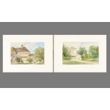 Franz Alt (1824-1914), Pair of watercolours on paper showing houses by a church with peasants; and a