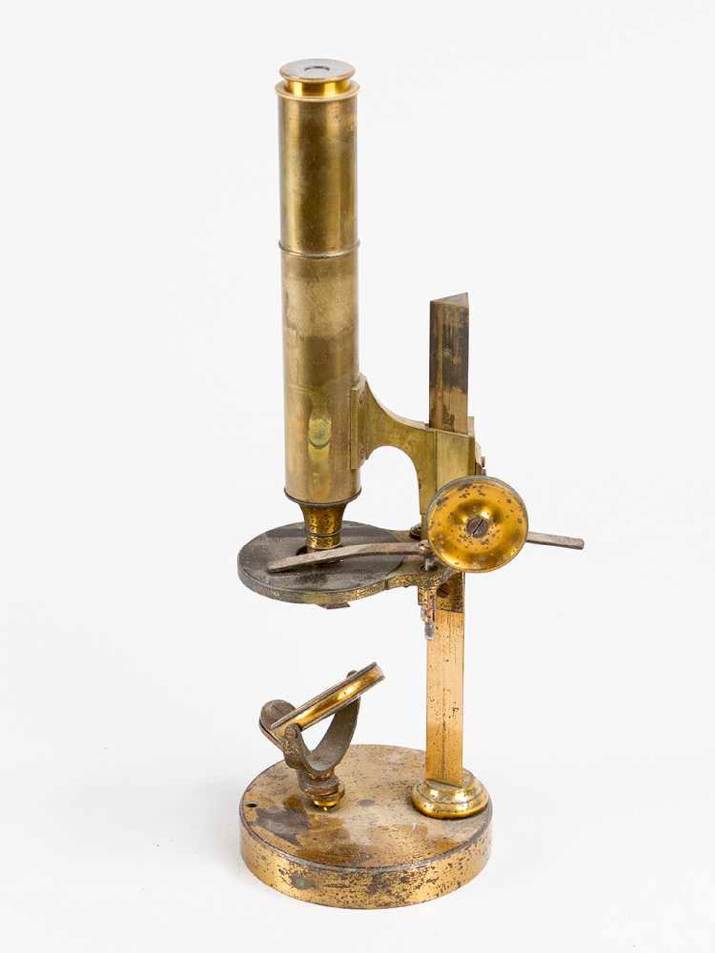 Vienna Microscope, probably by the Plössl Manufacture, gilded and polished brass, adjustable, - Bild 2 aus 3