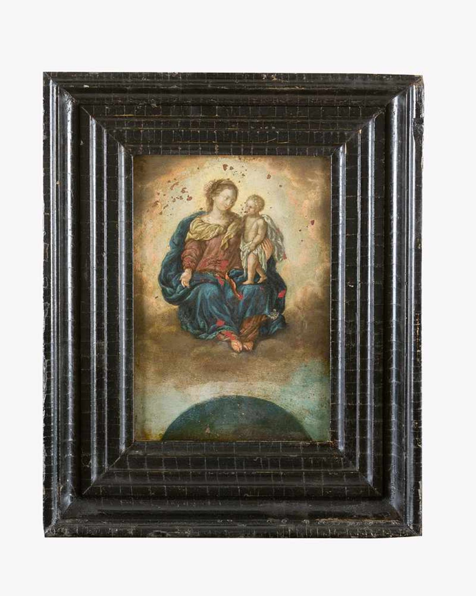 School of Prague around 1700, Maria with child in the sky, oil on copper. 27 x 18 cm- - -24.00 %