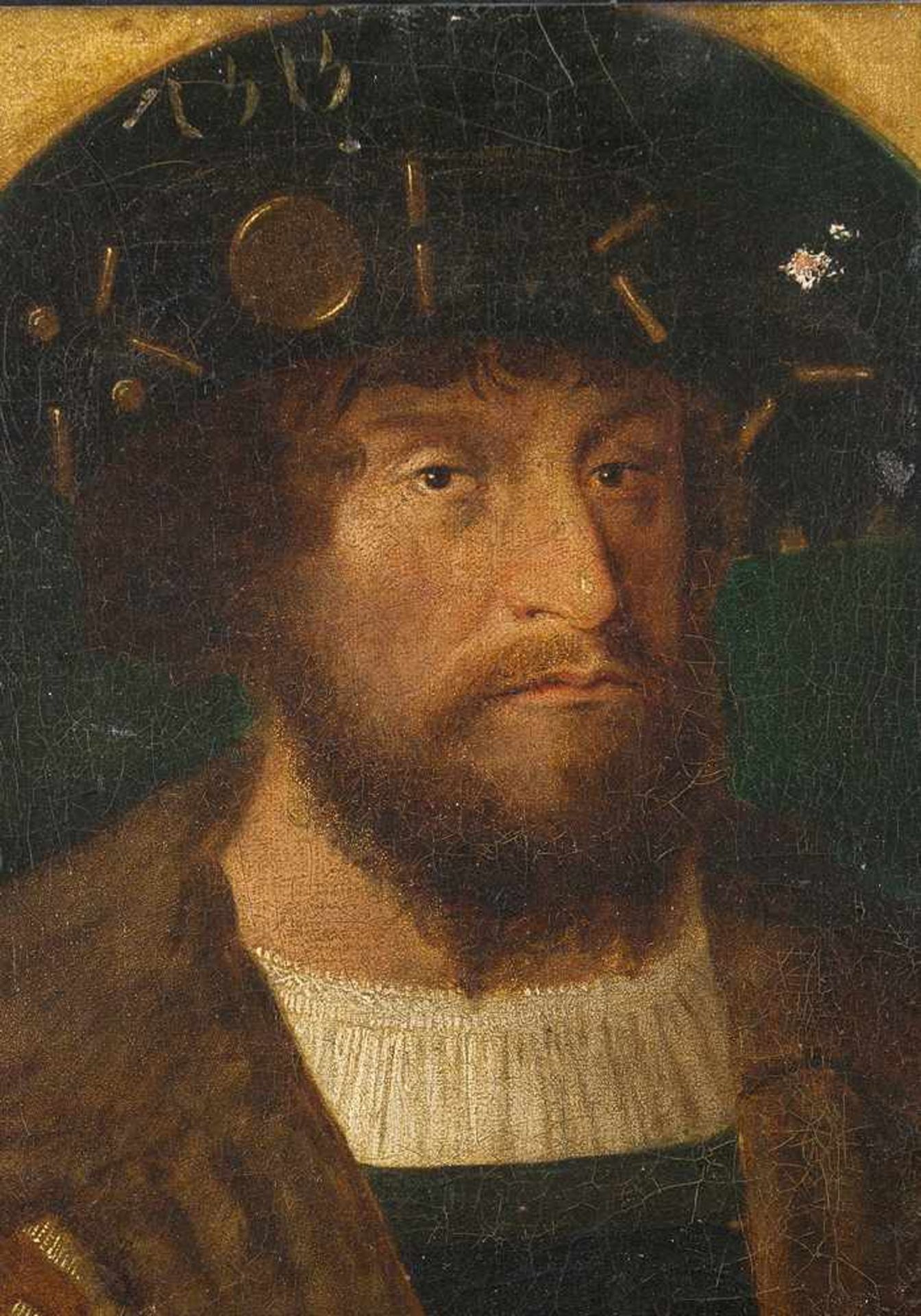 Hans Holbein the Younger ( 1497 – 1543)-school, Portrait of a bearded gentleman; oil on canvas, - Bild 3 aus 3