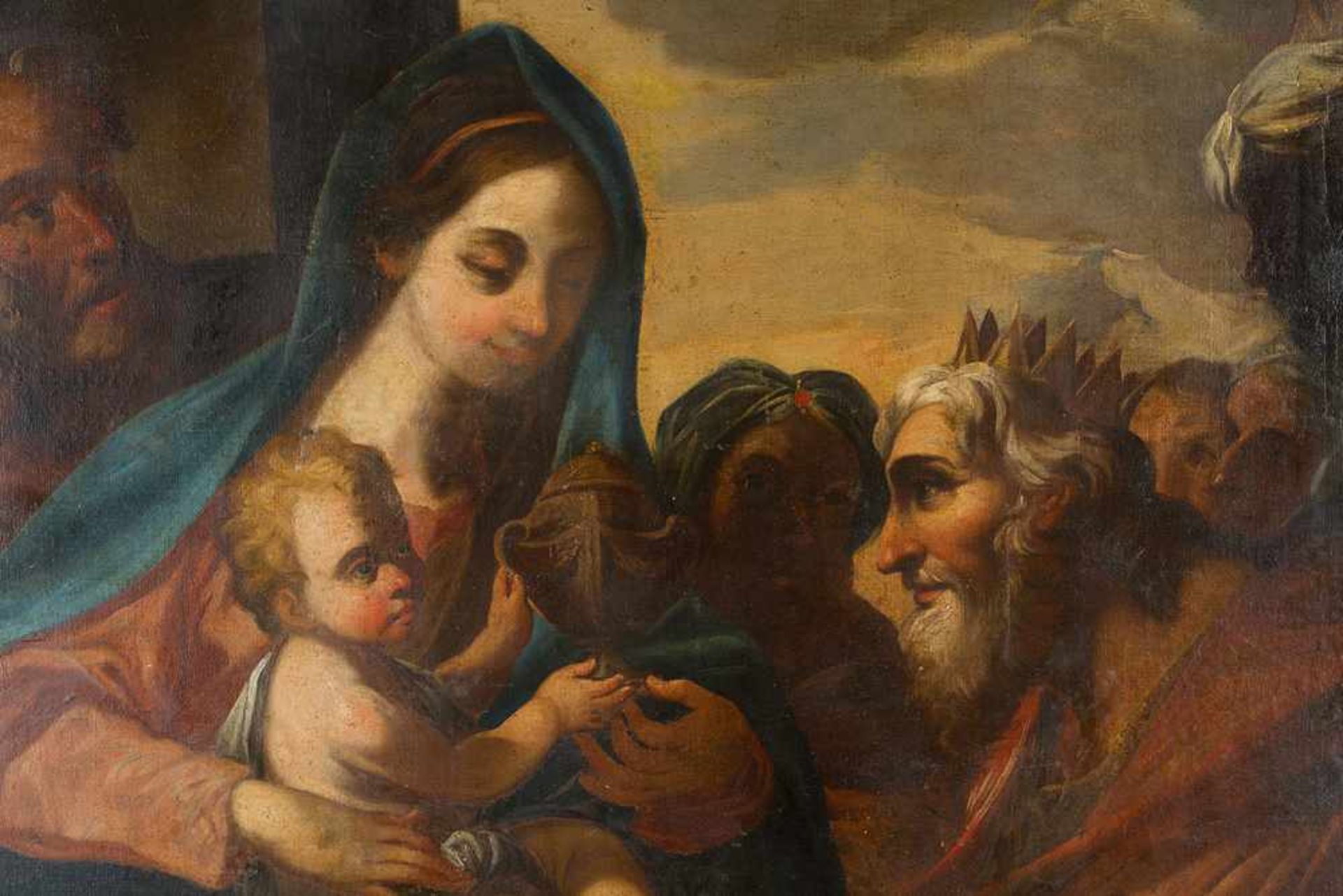 Antonio Zanchi (1631-1722)-attributed, The Holy Family and the Three Kings; oil on canvas. - Bild 3 aus 3