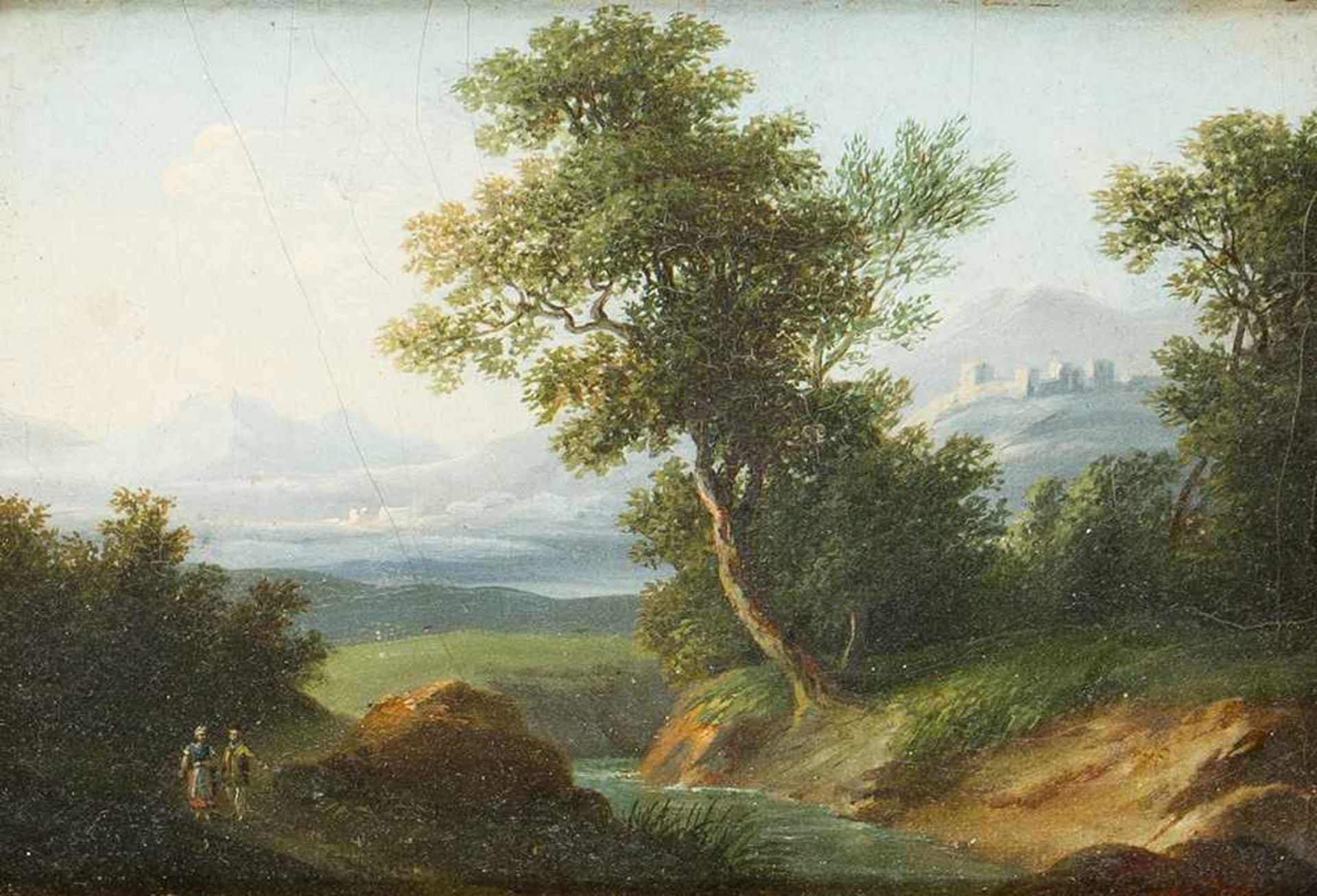 Jan Frans van Bloemen (1662-1749)-attributed, Pair of Italian landscapes; oil on paper, described on - Bild 3 aus 3