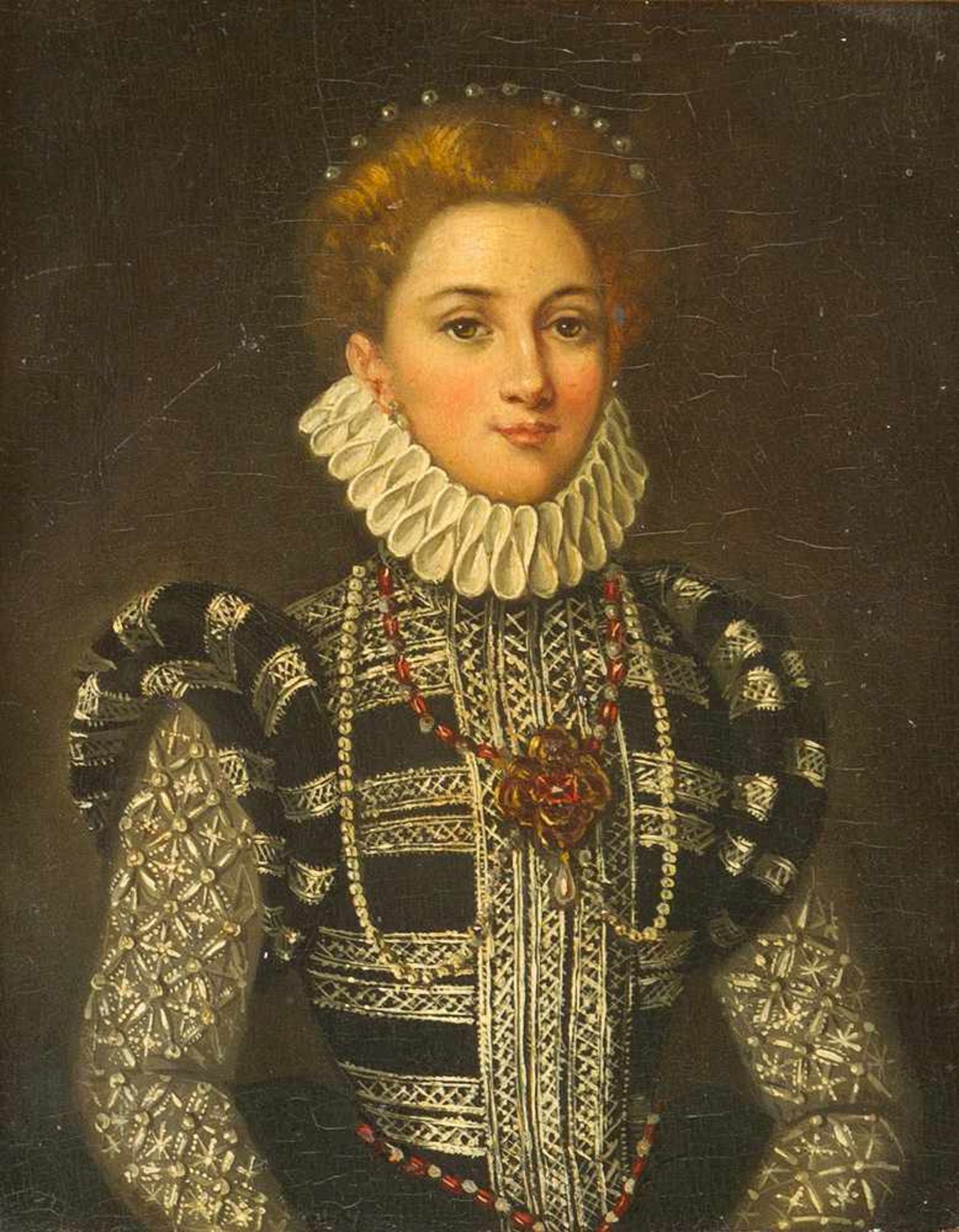 Juan Pantoja de la Cruz (1553-1608)-attributed, Portrait of an aristocratic lady; oil on wooden - Bild 2 aus 3