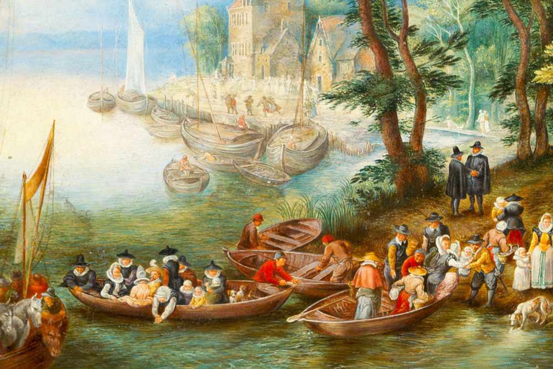 Jan Brueghel the Younger (1601-1678)-follower, Landscape with peasants, ferry boats and houses by - Bild 3 aus 3