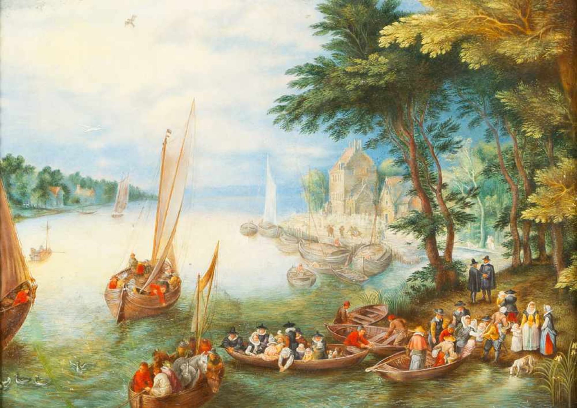 Jan Brueghel the Younger (1601-1678)-follower, Landscape with peasants, ferry boats and houses by - Bild 2 aus 3
