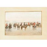 J. Pirka around 1900, Elegant Austrian Hunting company in landscape, watercolour on prepared